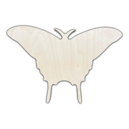 a wood canvas in the shape of a moth
