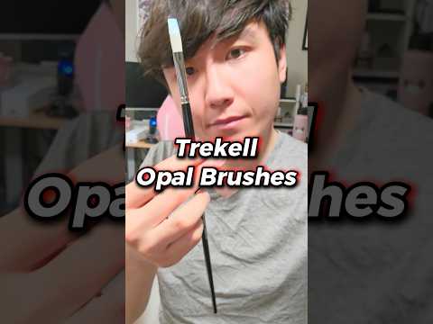 Pinceles de artista Trekell Opal de cerdas de cerdo sintéticas, mango largo para pintura al óleo y acrílica