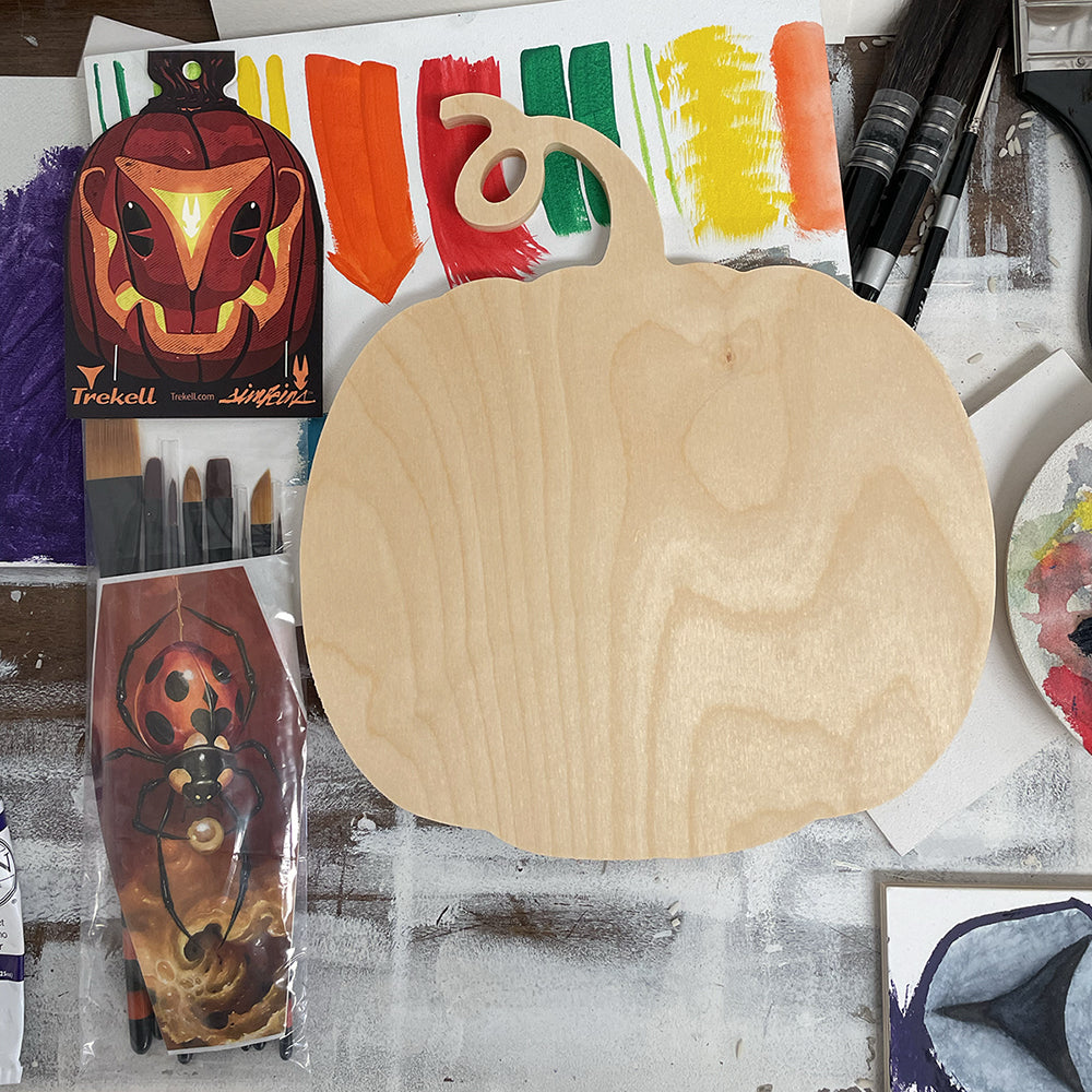 Panel de calabaza Trekell - Lienzo de Halloween con pintura de madera