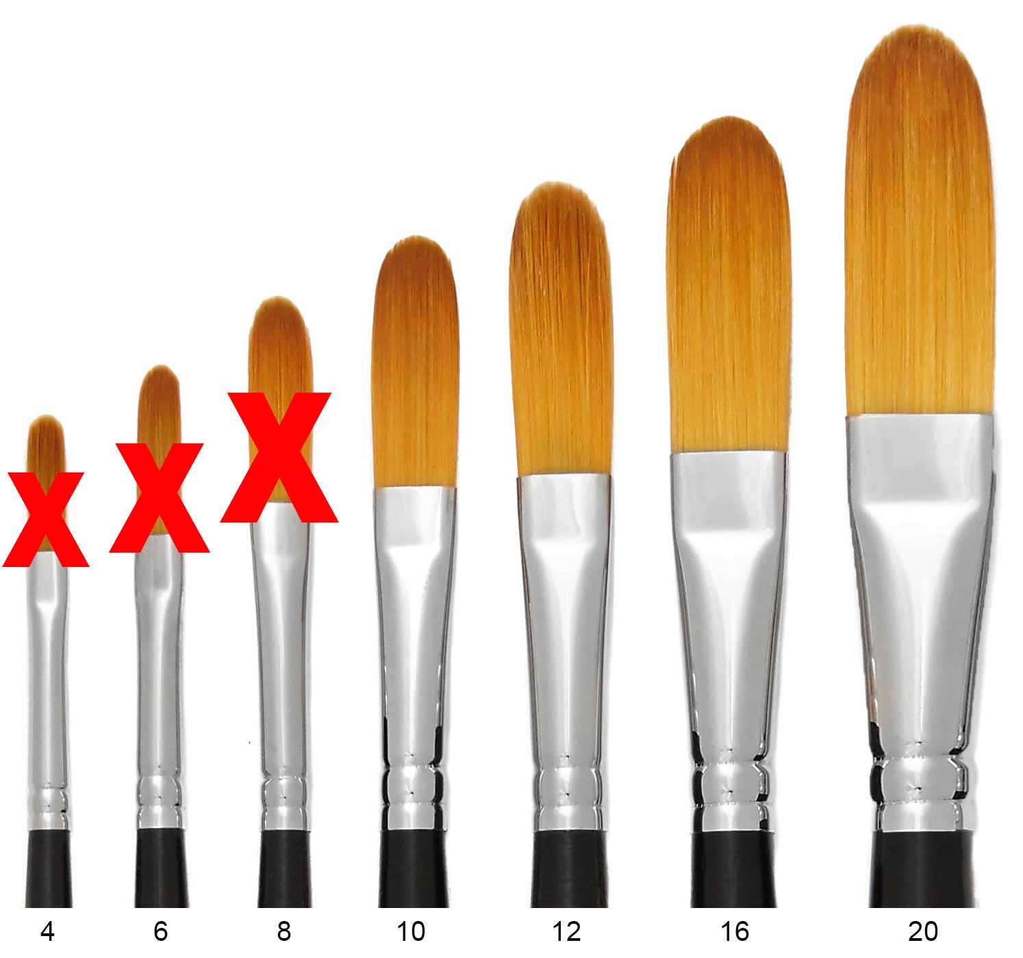 Trekell Golden Taklon Long Handle Brush for Acrylic and Oil Painting Script Rigger - 2550 Series / 4