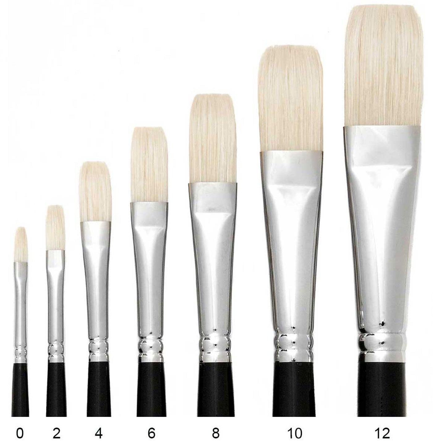 Hog Bristle - 10" Long Handle Artist Brush for oil paint Chungking bristles Trekell Art Supplies Flat