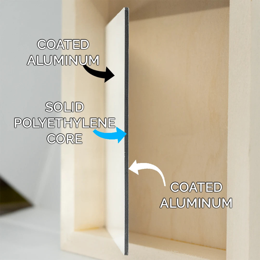 Raw Panel - 1/8" Aluminum Composite Material Trekell Art Supplies ACM Metal Canvas Board for oil, acrylic, watercolor, ink, gouache, enamel encaustic paint, pencil, charcoal