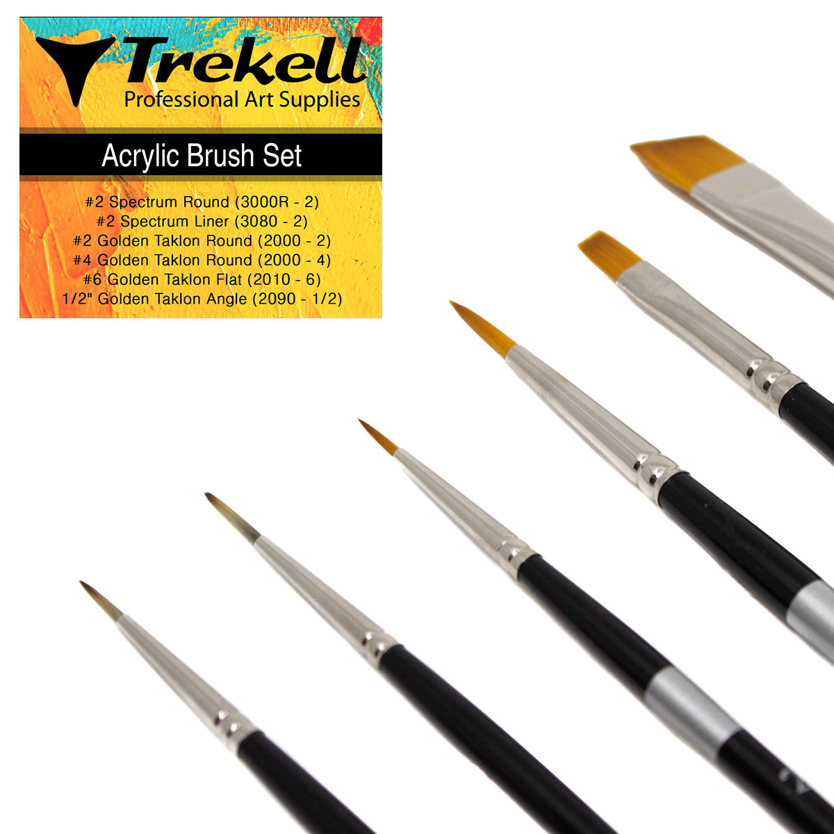 Acrylic Brush Set Professional Artist Brushes with assorted synthetic brushes for precise details, smooth blending, and bold strokes.
