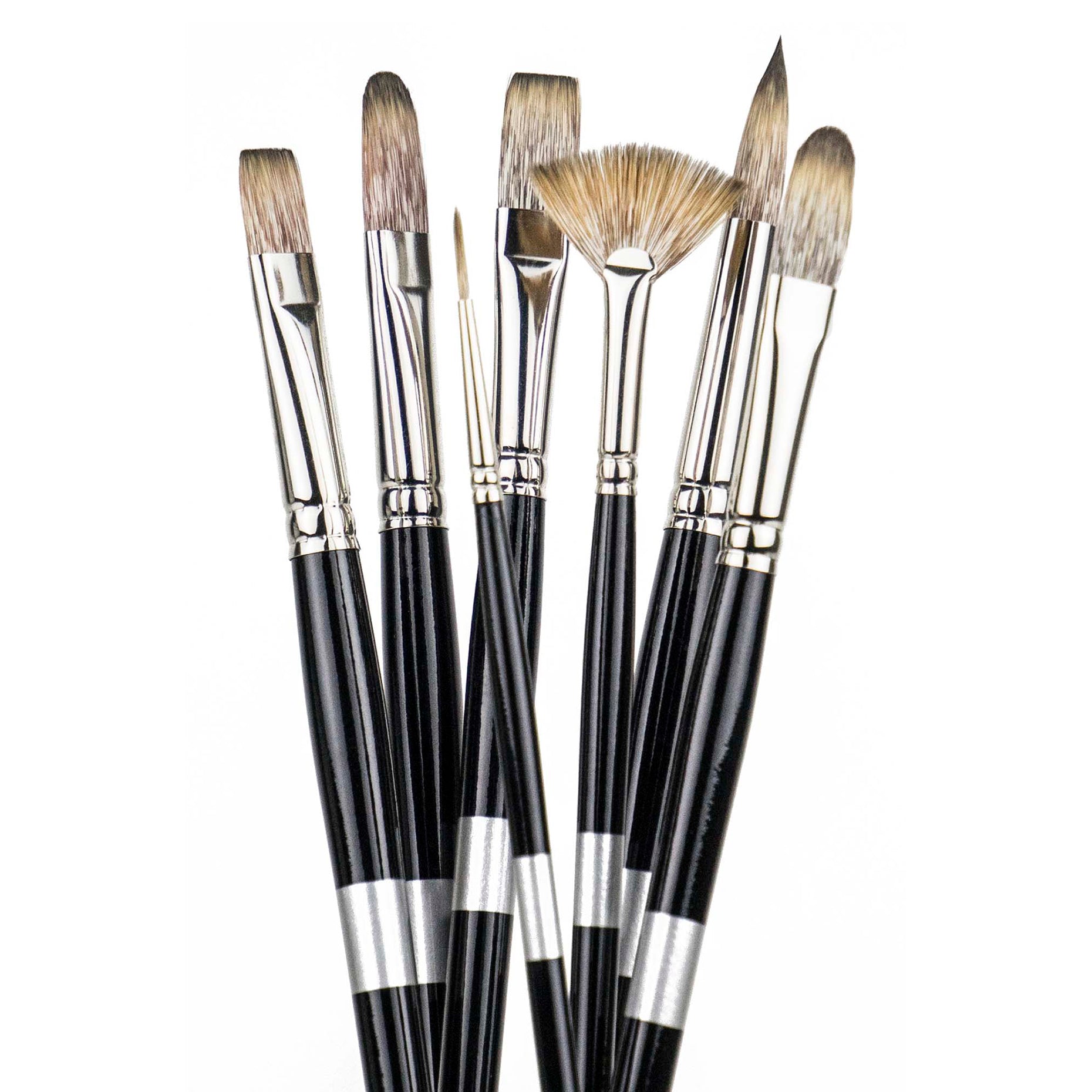 Trekell Spectrum Long Handle Brush - Versatile Synthetic Bristles Filbert - 3000KF Series / 4