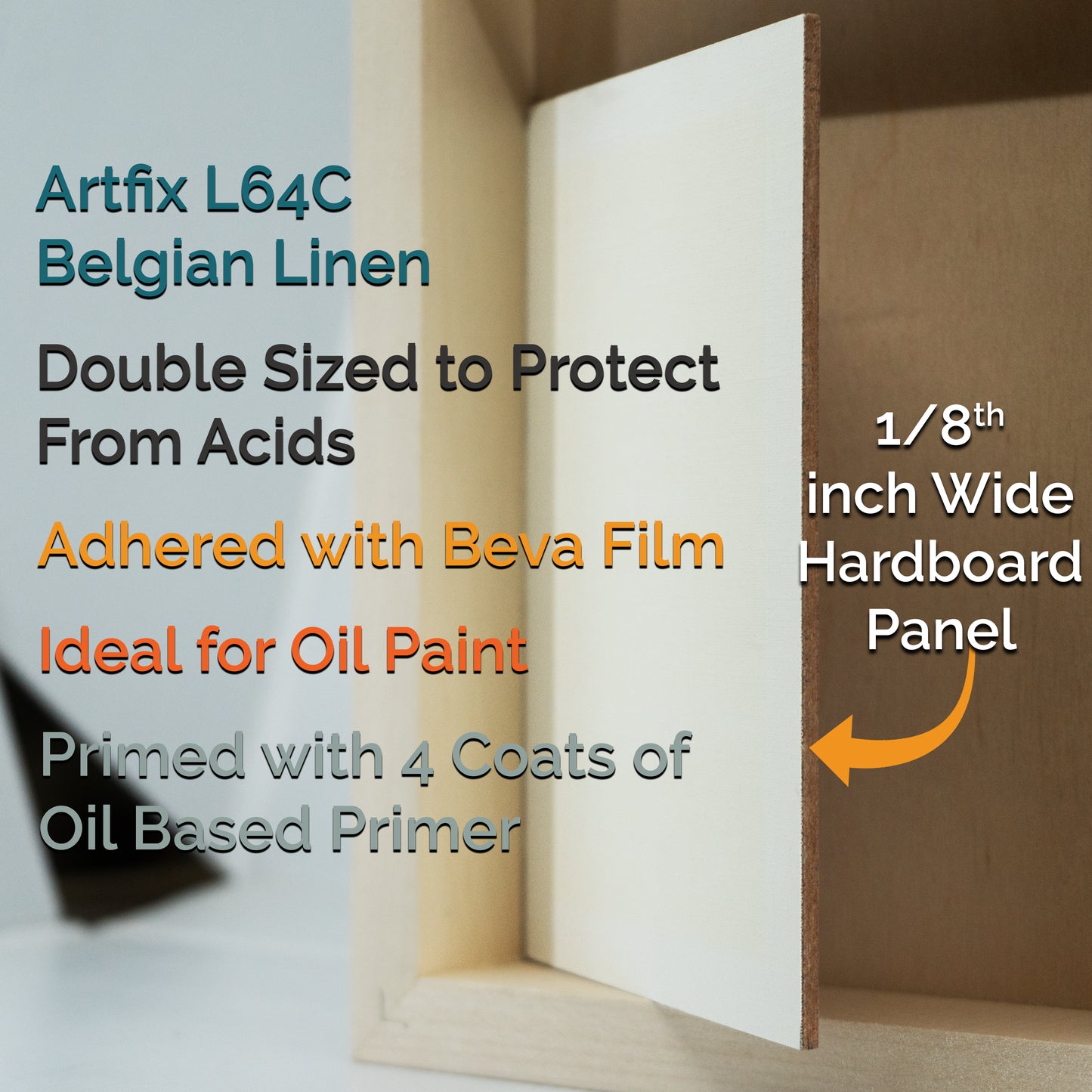 Trekell Art Supplies Quadruple Oil Linen Hardboard Panel Board 1/8" thick for Oil Painting Oil Paint Artfix L64C Portrait Grade, Fine Weave Linen
