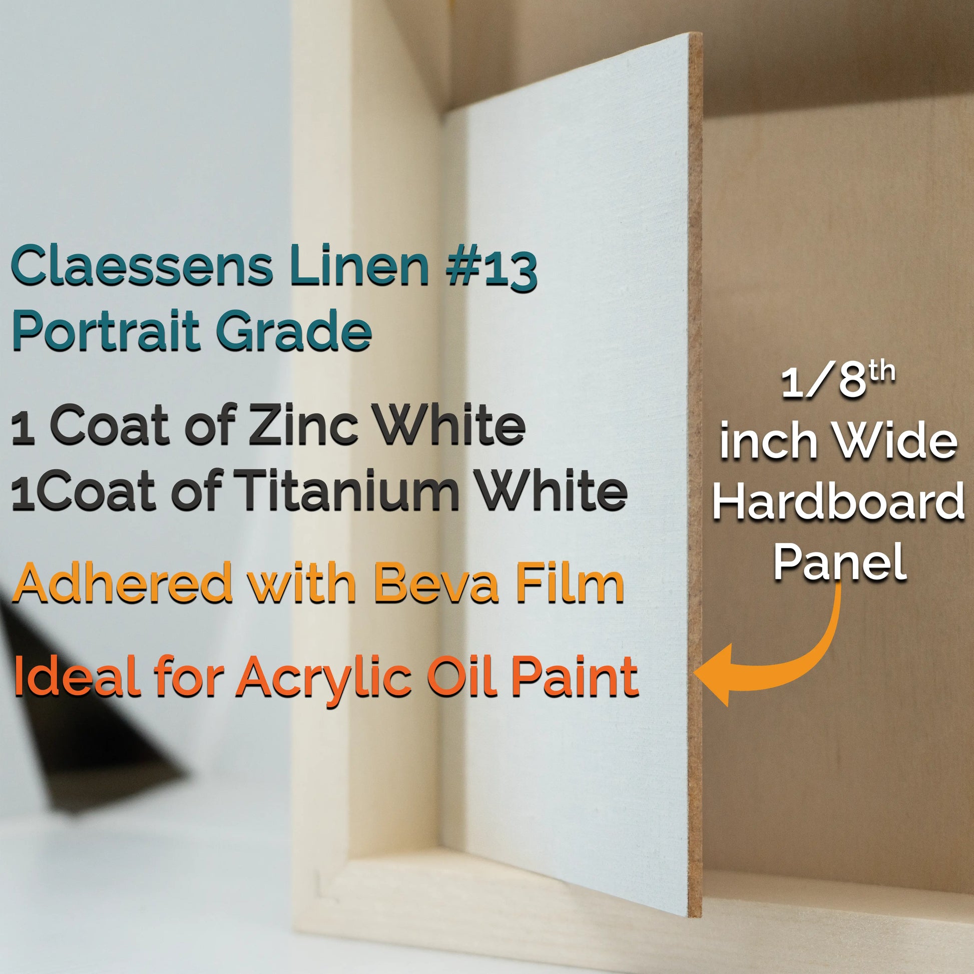 Trekell Art Supplies Oil Linen Hardboard Canvas Panel Board 1/8" thick for Oil Painting Oil Paint Claessens No. 13 Portrait Grade, Fine Weave Linen