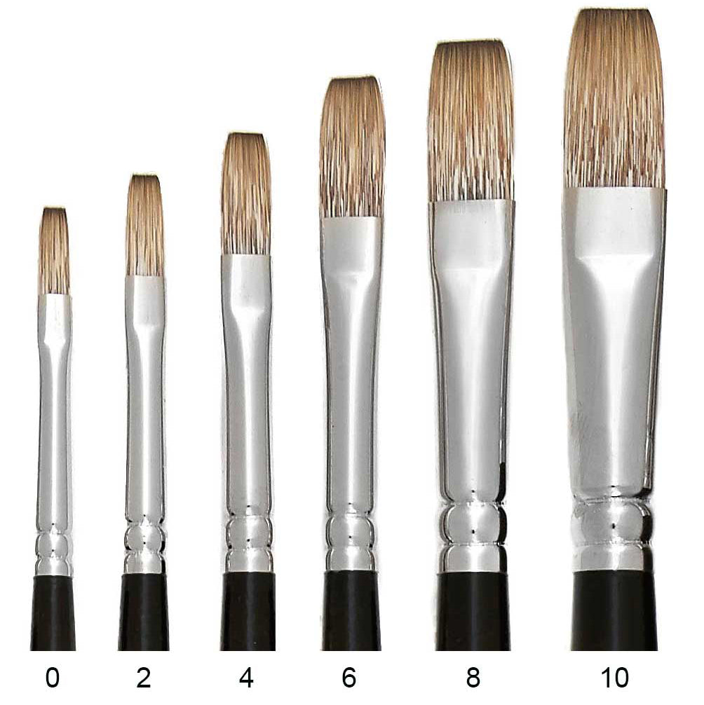 Legion - Synthetic Mongoose Oil and Acrylic Artist Brushes - 10" Long Handle for oil and acrylic painting glazing precision detail blending Trekell Art Supplies Long Flat