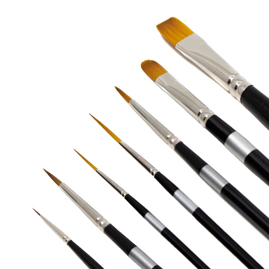 Trekell 7 Piece Brush Set for All Media with durable synthetic bristles for soft control and versatile painting across mediums.