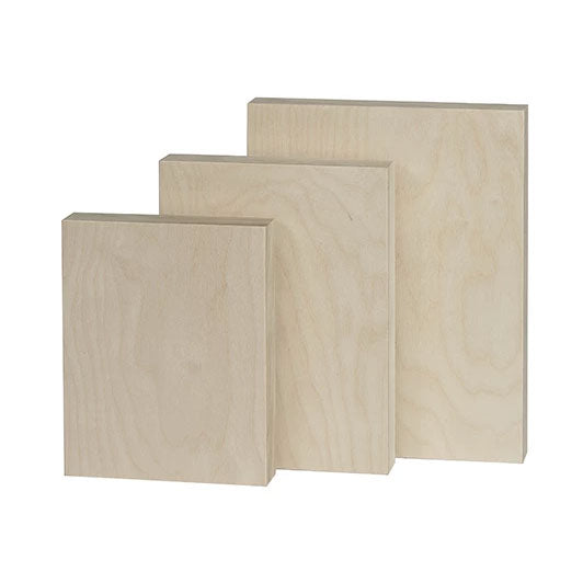 Raw Baltic Birch Panel - 1" Traditional Profile Trekell Art Supplies Wooden Canvas Board for oil, acrylic, watercolor, gouache, ink, and enamel paint, charcoal, pencil, pyrography