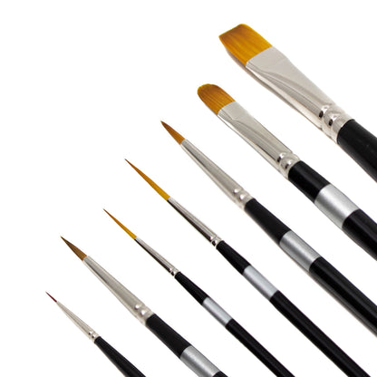 Alyssa Mees 7 Piece Artist Brush Set for All Media Trekell Art Supplies Oil, acrylic, watercolor, gouache ink and enamel paint synthetic vegan friendly short handle brushes