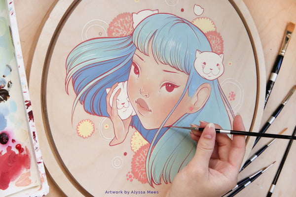 Alyssa Mees Trekell Round Circle Raw Wood Floater Panel Baltic Birch Wooden Canvas and frame for oil, acrylic, watercolor, gouache, ink, enamel, charcoal, pencil, and pyrography Trekell Art Supplies