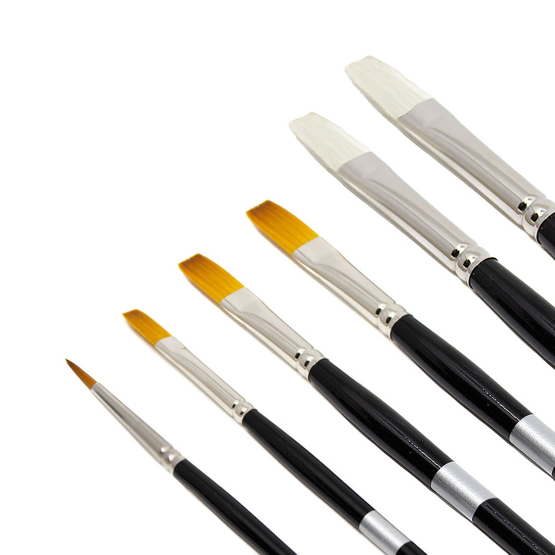 Andrew Cadima 6 Piece Artist Brush Set Trekell Art Supplies for oil and acrylic paint synthetic bristle vegan friendly 
