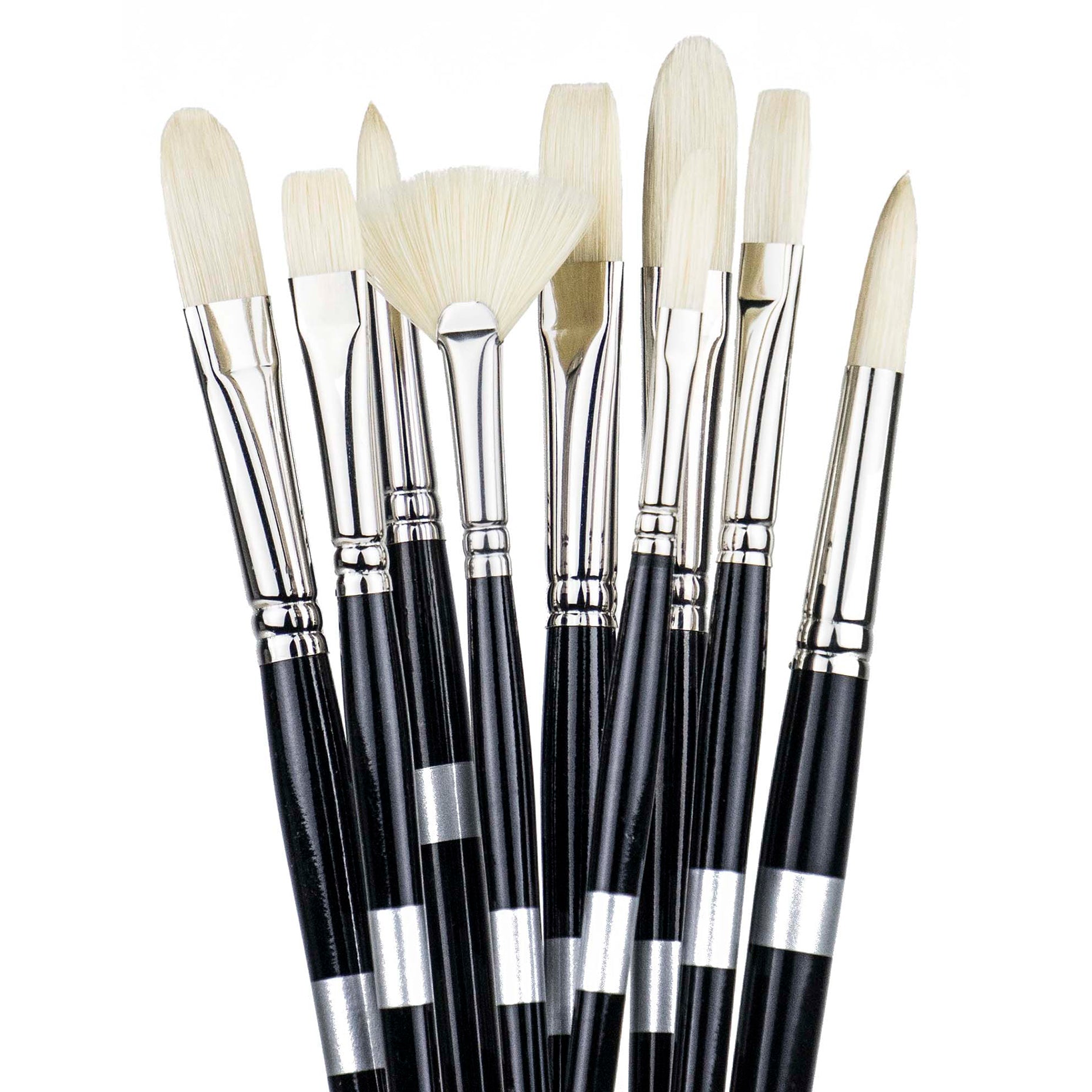 Hog Bristle - 10" Long Handle Artist Brush for oil paint Chungking bristles Trekell Art Supplies