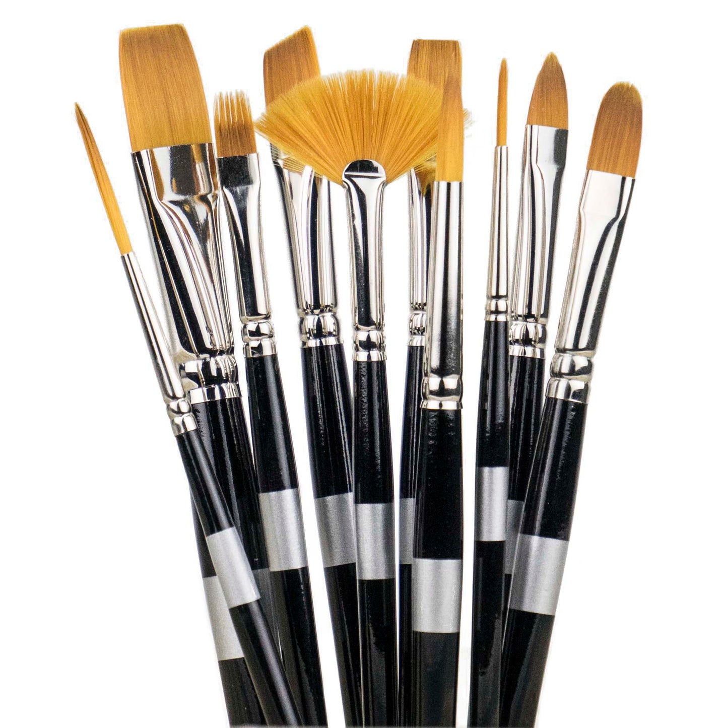 Trekell Golden Taklon All Media synthetic artist paint brushes for oil, acrylic watercolor, ink, gouache, enamel paint synthetic bristles vegan friendly short handle