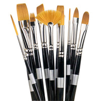 Trekell Golden Taklon All Media synthetic artist paint brushes for oil, acrylic watercolor, ink, gouache, enamel paint synthetic bristles vegan friendly short handle