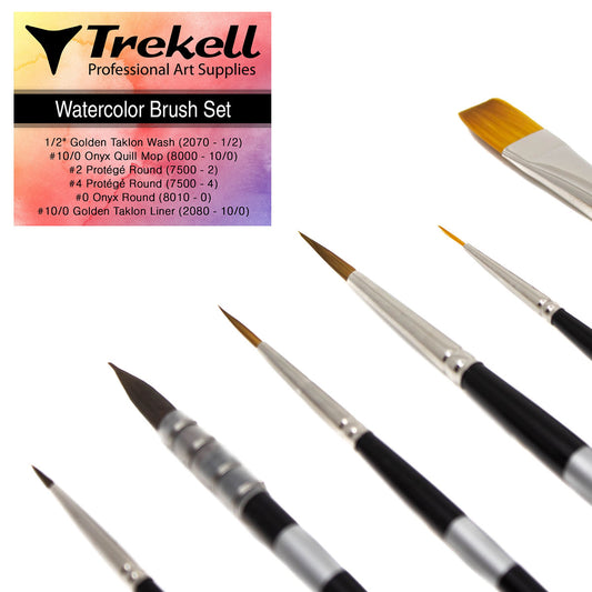 Trekell Art Supplies Watercolor Artist Brush Set for beginners, intermediate, advance, professional artists, synthetic vegan friendly short handle